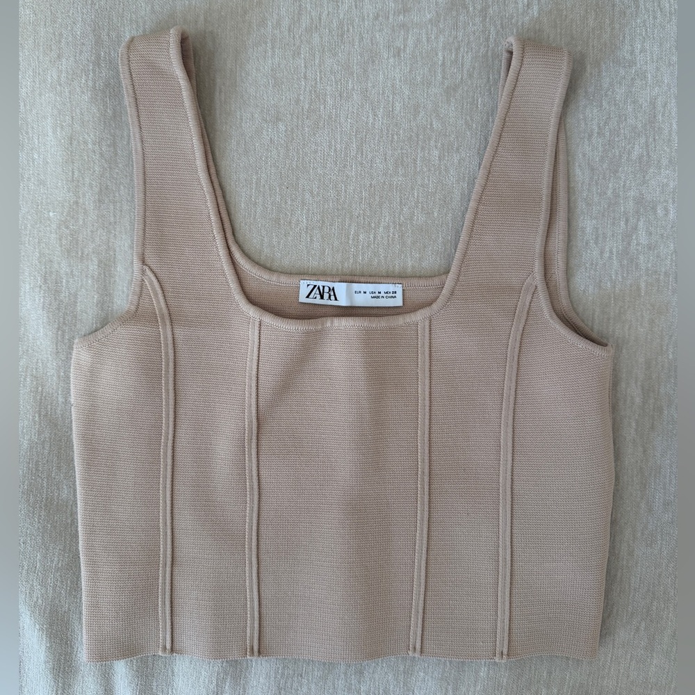 Zara Beige Ribbed Tank Top